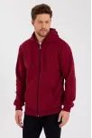 Erkek 3 İplik Pamuklu Tam Fermuarlı Kapüşonlu Kanguru Cepli Düz Hoodie Sweatshirt - Bordo Erkek 3 İplik Pamuklu Tam Fermuarlı Kapüşonlu Kanguru Cepli Düz Hoodie Sweatshirt - Bordo