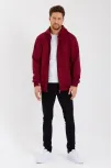 Erkek 3 İplik Pamuklu Tam Fermuarlı Kapüşonlu Kanguru Cepli Düz Hoodie Sweatshirt - Bordo Erkek 3 İplik Pamuklu Tam Fermuarlı Kapüşonlu Kanguru Cepli Düz Hoodie Sweatshirt - Bordo
