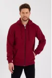Erkek 3 İplik Pamuklu Tam Fermuarlı Kapüşonlu Kanguru Cepli Düz Hoodie Sweatshirt - Bordo Erkek 3 İplik Pamuklu Tam Fermuarlı Kapüşonlu Kanguru Cepli Düz Hoodie Sweatshirt - Bordo