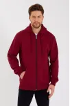Erkek 3 İplik Pamuklu Tam Fermuarlı Kapüşonlu Kanguru Cepli Düz Hoodie Sweatshirt - Bordo Erkek 3 İplik Pamuklu Tam Fermuarlı Kapüşonlu Kanguru Cepli Düz Hoodie Sweatshirt - Bordo