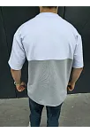 Erkek Kısa Kol Yazlık Tişört Torba Cepli Parçalı T-shirt - Gri