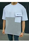 Erkek Tişört Torba Cepli Parçalı Kısa Kol T-shirt - Gri