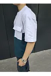 Erkek Kısa Kol Yazlık Tişört Torba Cepli Parçalı T-shirt - Lacivert