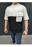 Erkek Tişört Torba Cepli Parçalı Kısa Kol T-shirt - Siyah