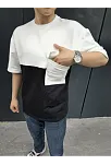Erkek Kısa Kol Yazlık Tişört Torba Cepli Parçalı T-shirt - Siyah