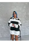 Kadın 3 İplik Pamuklu Parçalı Yakalı Sweatshirt - Yeşil