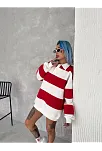 Kadın 3 İplik Pamuklu Parçalı Yakalı Sweatshirt - Kırmızı