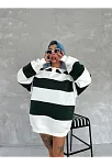 Kadın 3 İplik Pamuklu Parçalı Yakalı Sweatshirt - Yeşil