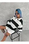 Kadın 3 İplik Pamuklu Parçalı Yakalı Sweatshirt - Yeşil