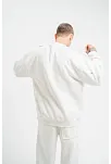 Erkek 3 İplik Pamuklu Bisiklet Yaka Yıkamalı Sweatshirt - Beyaz