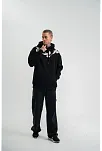 Erkek 3 İplik Pamuklu Kapüşonlu Baskılı Cepli Oversize Sweatshirt Hoodie - Siyah