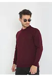 Erkek Bisiklet Yaka Kazak Uzun Kol Dokuma Triko - Bordo