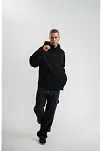 Erkek 3 İplik Pamuklu Kapüşonlu Yıkamalı Nakışlı Hoodie Sweatshirt - Siyah