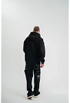 Erkek 3 İplik Pamuklu Kapüşonlu Yıkamalı Nakışlı Hoodie Sweatshirt - Siyah