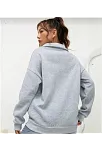 Kadın 3 İplik Pamuklu Uzun Kol Yarım Farmuarlı Yakalı  Sweatshirt - Gri