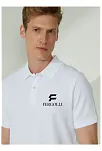 Erkek Pike Polo Yaka Tişört Düğmeli Baskılı T-shirt - Beyaz