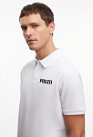 Erkek Polo Yaka Düğmeli Tişört Pike Baskılı T-shirt - Beyaz