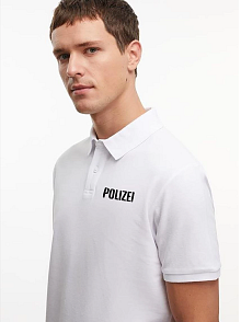 Erkek Polo Yaka Düğmeli Tişört Pike Baskılı T-shirt - Beyaz