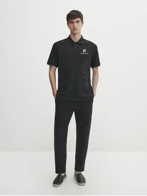Erkek Pike Polo Yaka Tişört Düğmeli Baskılı T-shirt - Beyaz