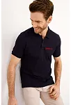 Erkek Pike Polo Yaka Tişört Düğmeli Baskılı T-shirt - Beyaz