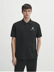 Erkek Pike Polo Yaka Tişört Düğmeli Baskılı T-shirt - Beyaz