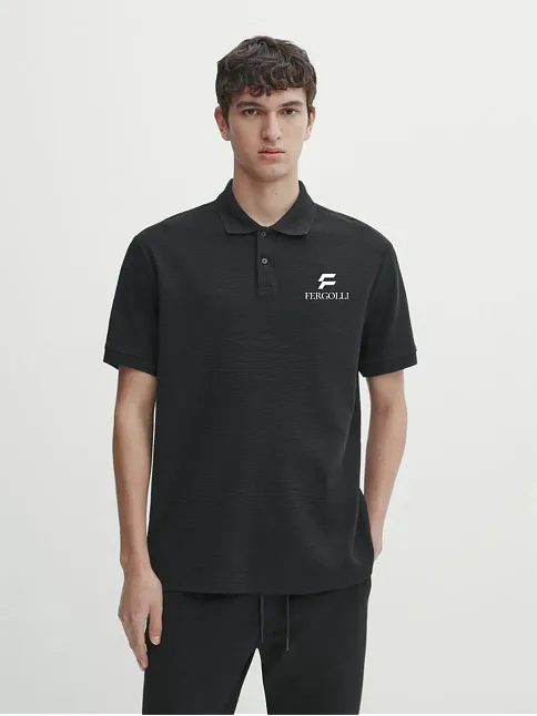 Erkek Pike Polo Yaka Tişört Düğmeli Baskılı T-shirt - Beyaz