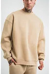 Erkek Uzun Kol Bisiklet Yaka 3 İplik Pamuklu Kışlık Sweatshirt  - Bej