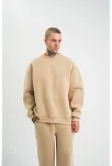 Erkek Uzun Kol Bisiklet Yaka 3 İplik Pamuklu Kışlık Sweatshirt  - Bej