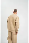 Erkek Uzun Kol Bisiklet Yaka 3 İplik Pamuklu Kışlık Sweatshirt  - Bej