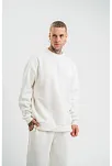 Erkek Uzun Kol Bisiklet Yaka 3 İplik Pamuklu Kışlık Sweatshirt  - Beyaz