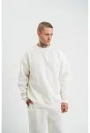 Erkek Uzun Kol Bisiklet Yaka 3 İplik Pamuklu Kışlık Sweatshirt  - Beyaz