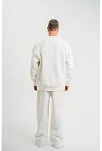 Erkek Uzun Kol Bisiklet Yaka 3 İplik Pamuklu Kışlık Sweatshirt  - Beyaz