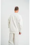 Erkek Uzun Kol Bisiklet Yaka 3 İplik Pamuklu Kışlık Sweatshirt  - Beyaz