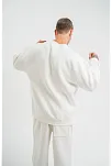 Erkek Uzun Kol Bisiklet Yaka 3 İplik Pamuklu Kışlık Sweatshirt  - Beyaz