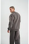Erkek Uzun Kol Bisiklet Yaka 3 İplik Pamuklu Kışlık Sweatshirt  - Füme