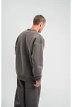 Erkek Uzun Kol Bisiklet Yaka 3 İplik Pamuklu Kışlık Sweatshirt  - Füme