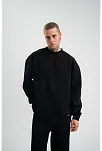 Erkek Uzun Kol Bisiklet Yaka 3 İplik Pamuklu Kışlık Sweatshirt - Siyah