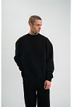 Erkek Uzun Kol Bisiklet Yaka 3 İplik Pamuklu Kışlık Sweatshirt - Siyah