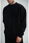 Erkek Uzun Kol Bisiklet Yaka 3 İplik Pamuklu Kışlık Sweatshirt - Siyah