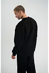Erkek Uzun Kol Bisiklet Yaka 3 İplik Pamuklu Kışlık Sweatshirt - Siyah
