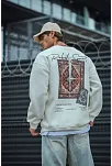 Erkek 3 İplik Pamuklu Bisiklet Yaka Baskılı Sweatshirt - Beyaz