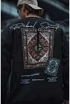 Erkek 3 İplik Pamuklu Bisiklet Yaka Baskılı Sweatshirt - Siyah