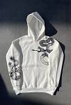 Kadın Oversize Kapüşonlu Kanguru Cepli Baskılı 3 İplik Pamuklu Sweatshirt Hoodie -   Beyaz