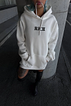 Kadın Kapüşonlu Kanguru Cepli Sweatshirt 3 İplik Pamuklu Baskılı Hoodie - Beyaz
