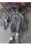 Kadın Kapüşonlu Kanguru Cepli Sweatshirt 3 İplik Pamuklu Baskılı Hoodie - Gri