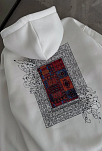 Kadın Kapüşonlu Kanguru Cepli Sweatshirt 3 İplik Pamuklu Baskılı Hoodie - Beyaz