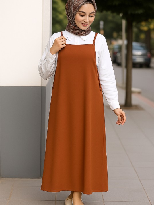 Kadın Kahverengi Basic Ayarlanabilir Askılı Jile Elbise – Şık, Rahat Ve 4 Mevsim Kullanıma Uygun Kadın Kahverengi Basic Ayarlanabilir Askılı Jile Elbise – Şık, Rahat Ve 4 Mevsim Kullanıma Uygun