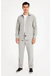 Erkek Kadife Oversize Takım Gömlek Pantolon İkili Set - Gri