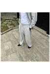 Erkek Kadife Oversize Takım Gömlek Pantolon İkili Set - Gri