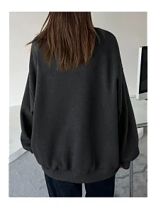 Kadın Düz Bisiklet Yaka 3 İplik Sweatshirt - Siyah Kadın Düz Bisiklet Yaka 3 İplik Sweatshirt - Siyah